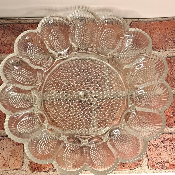 Indiana Glass Accents Vintage Indiana Glass Hobnail Deviled Egg